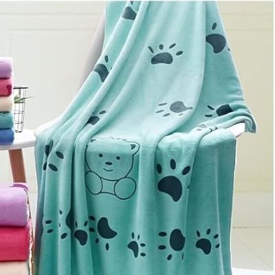 Serviette Microfibre - PetTowel™ - Ourson Bleu Menthe - ENTREPÔT DU CHAT