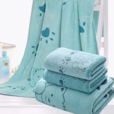 Serviette Microfibre - PetTowel™ - Ourson Bleu Menthe - ENTREPÔT DU CHAT