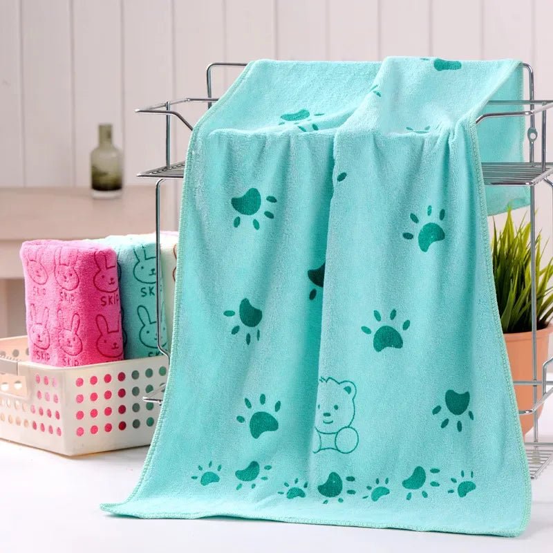 Serviette Microfibre - PetTowel™ - Ourson Bleu Menthe - ENTREPÔT DU CHAT