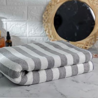 Serviette Microfibre - PetTowel™ - Rayures Gris Clair - ENTREPÔT DU CHAT