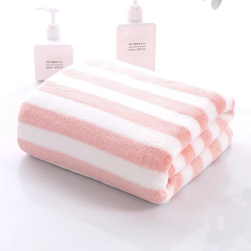 Serviette Microfibre - PetTowel™ - Rayures Rose Pâle - ENTREPÔT DU CHAT
