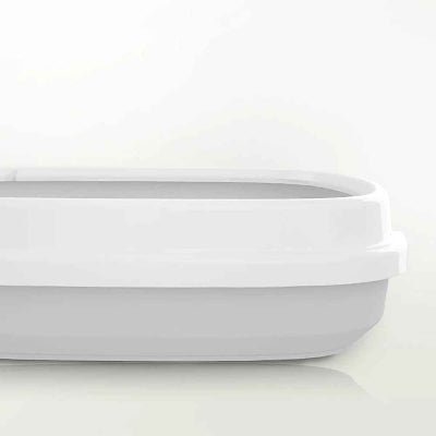 beau design du bac à litière chat gris avec coins arrondis cutycat