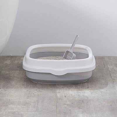Bac à litière chat gris avec sa pelle grise incluse cutycat