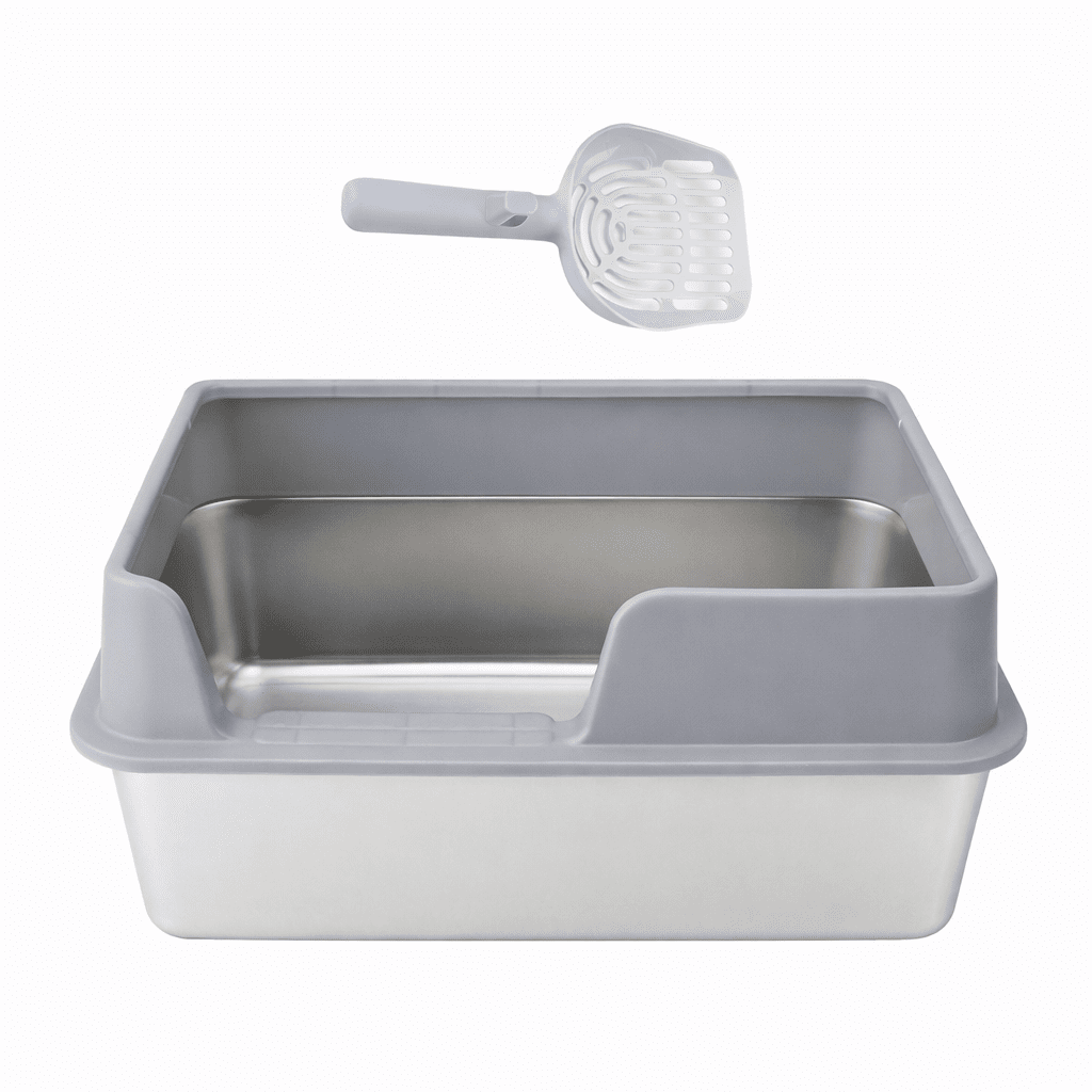 Bac à litière chat | InoxTouch™ Acier inoxydable - ENTREPÔT DU CHAT