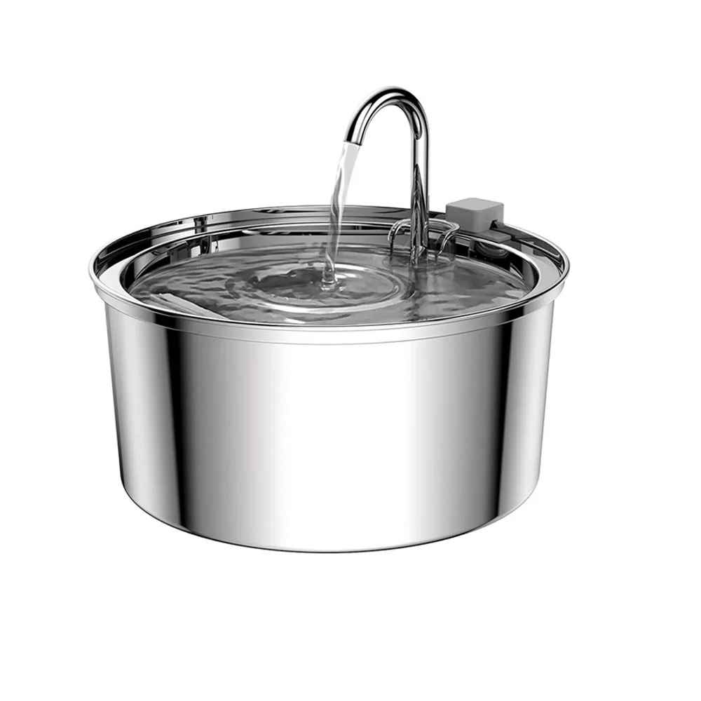 fontaine a eau chat en acier inoxydable argent